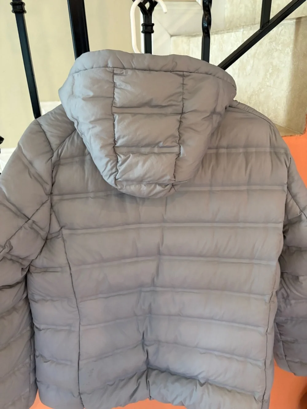 Uniqlo Light Gray Hooded Puffer Jacket - Picture 3 of 6